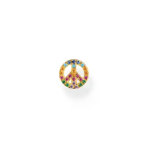 Thomas Sabo Jewellery Thomas Sabo Charm Club Gold Plated Sterling Silver Colourful Peace Single Stud Earring