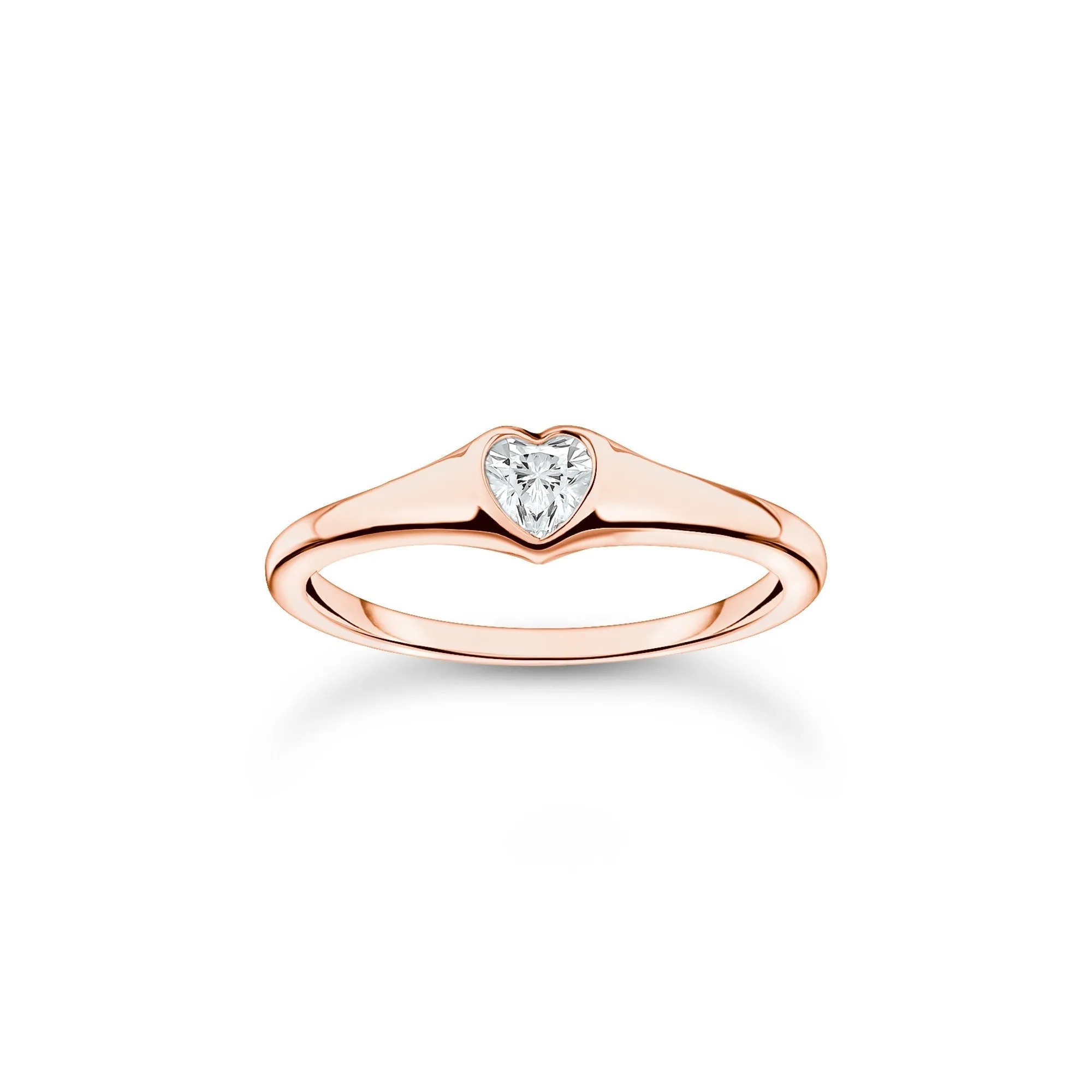 Thomas Sabo Jewellery Thomas Sabo Charm Club Rose Gold Plated Sterling Silver Heart Ring