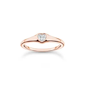 Thomas Sabo Jewellery Thomas Sabo Charm Club Rose Gold Plated Sterling Silver Heart Ring