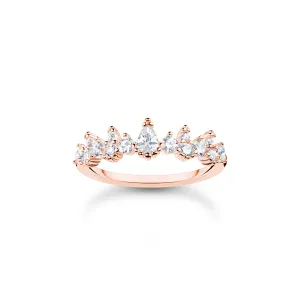 Thomas Sabo Jewellery Thomas Sabo Charm Club Rose Gold Plated Sterling Silver Ice Crystals Ring