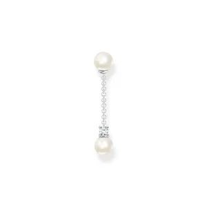 Thomas Sabo Jewellery Thomas Sabo Charm Club Sterling Silver Pearl and White Stone Single Drop Earring