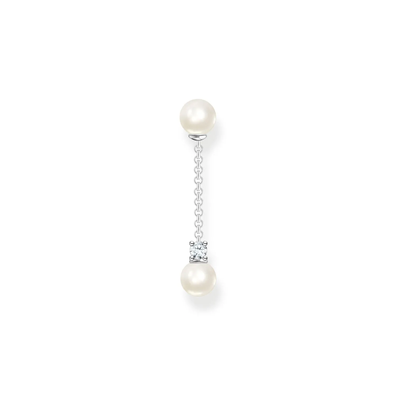 Thomas Sabo Jewellery Thomas Sabo Charm Club Sterling Silver Pearl and White Stone Single Drop Earring