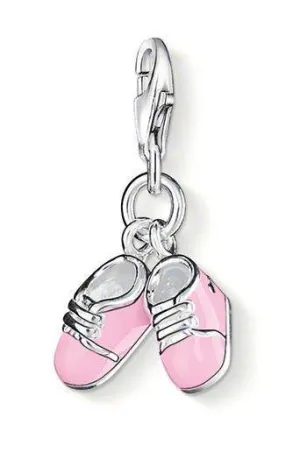 Thomas Sabo Jewellery Thomas Sabo Charm Club Sterling Silver Pink Enamel Baby Shoes Charm