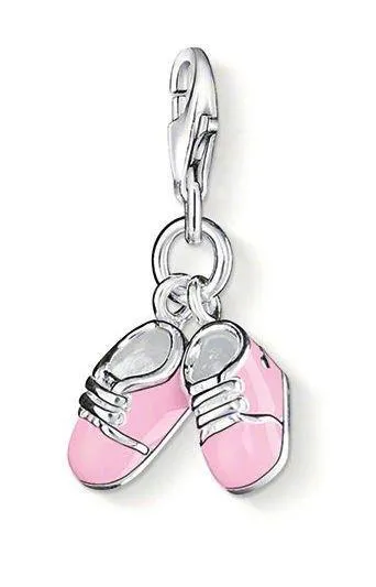 Thomas Sabo Jewellery Thomas Sabo Charm Club Sterling Silver Pink Enamel Baby Shoes Charm