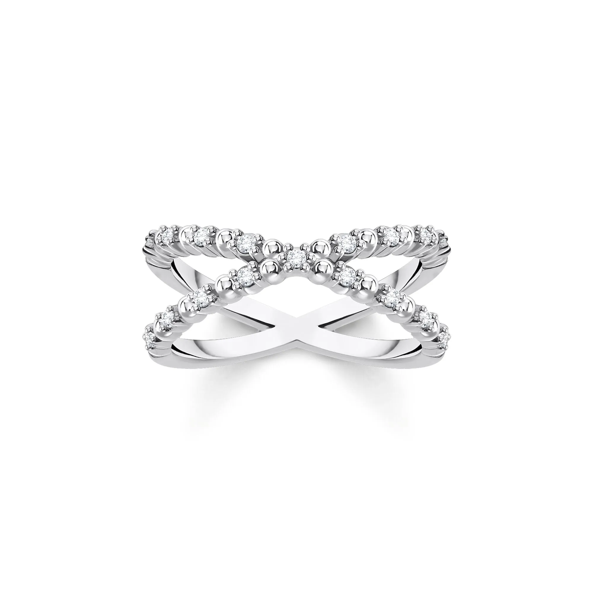 Thomas Sabo Jewellery Thomas Sabo Charm Club Sterling Silver White CZ X Shape Ring