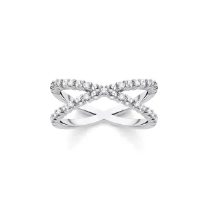Thomas Sabo Jewellery Thomas Sabo Charm Club Sterling Silver White CZ X Shape Ring
