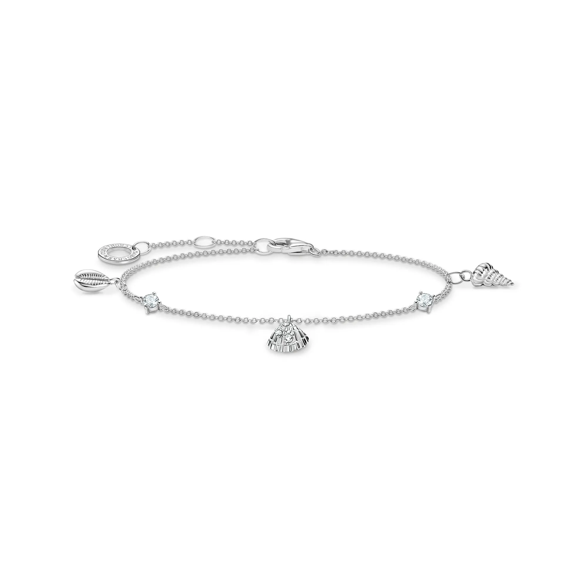 Thomas Sabo Jewellery Thomas Sabo Charm Club Sterling Silver White Stones Shells Bracelet