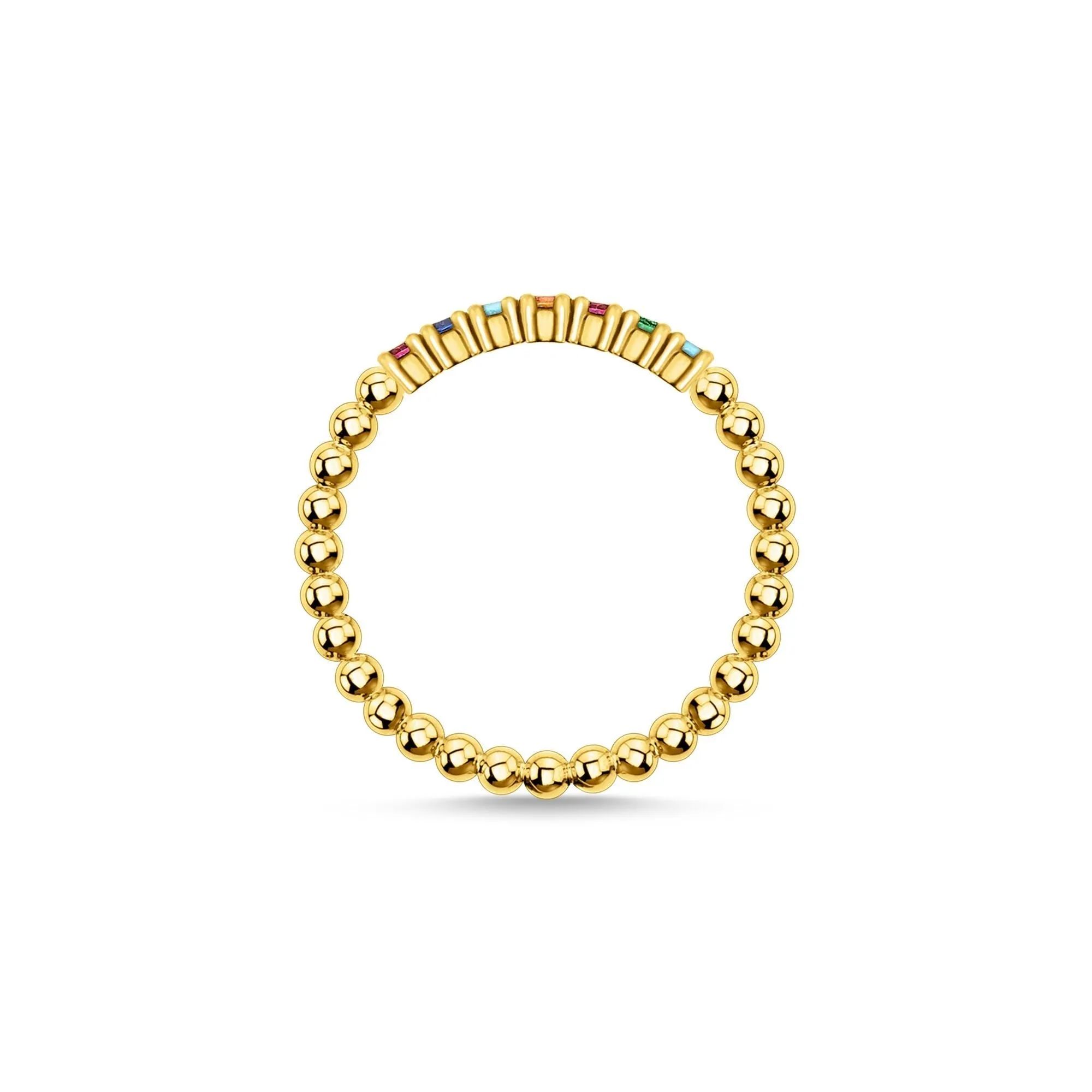 Thomas Sabo Jewellery Thomas Sabo Charm Club Sterling Silver Yellow Gold Plated Colourful Stones Ring