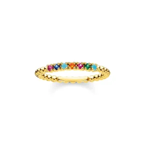 Thomas Sabo Jewellery Thomas Sabo Charm Club Sterling Silver Yellow Gold Plated Colourful Stones Ring