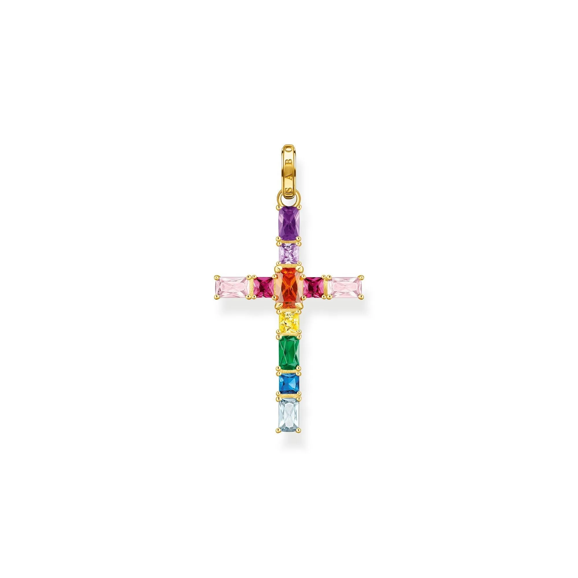 Thomas Sabo Jewellery Thomas Sabo Gold Plated Sterling Silver Colourful Stone Cross Pendant
