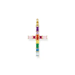 Thomas Sabo Jewellery Thomas Sabo Gold Plated Sterling Silver Colourful Stone Cross Pendant