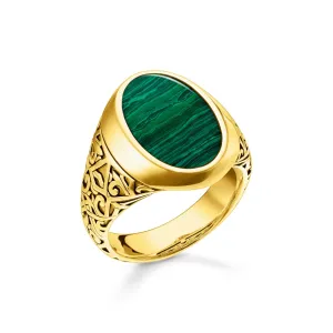 Thomas Sabo Jewellery Thomas Sabo Gold Plated Sterling Silver Green Ring