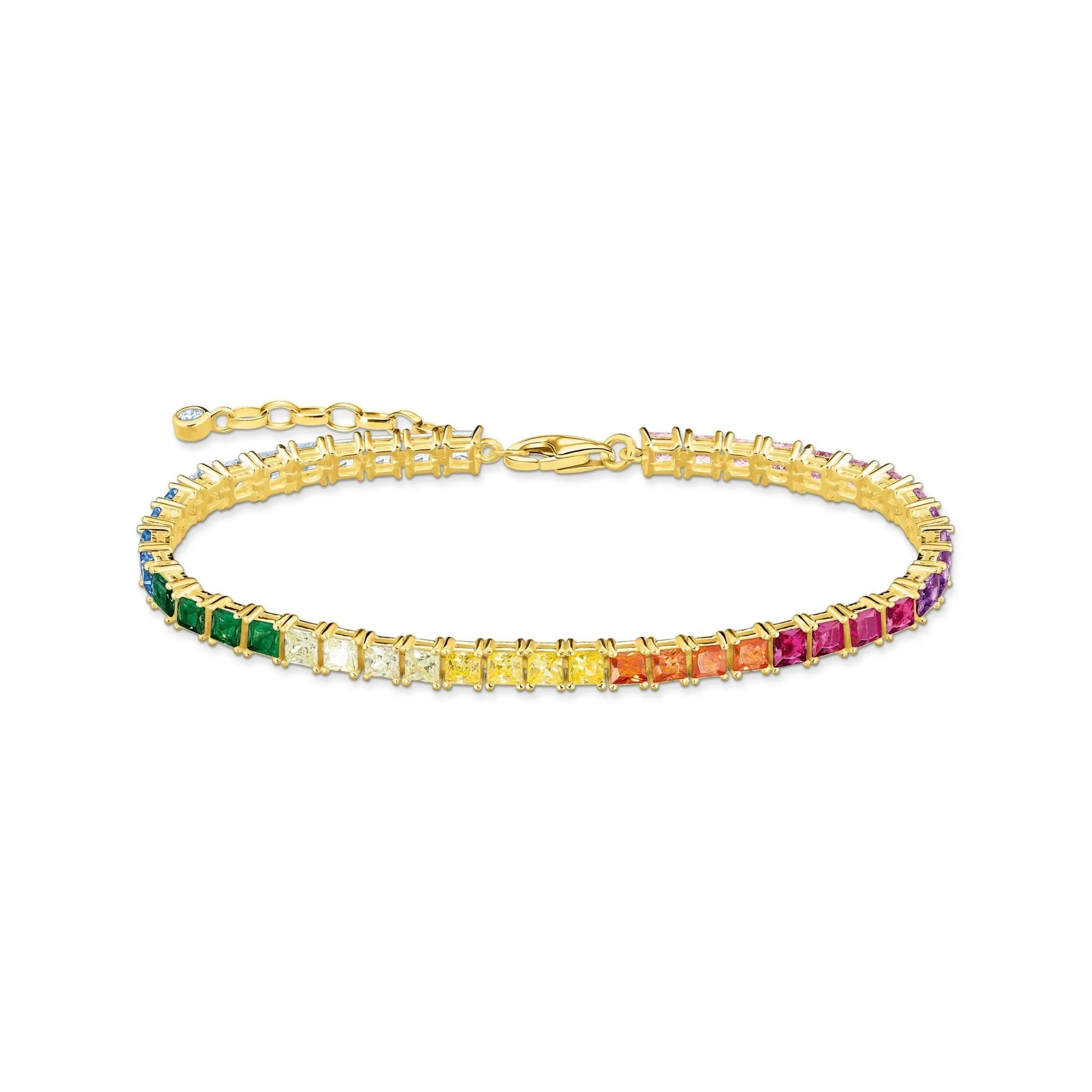Thomas Sabo Jewellery Thomas Sabo Gold Plated Sterling Silver Tennis Colourful Stone Bracelet