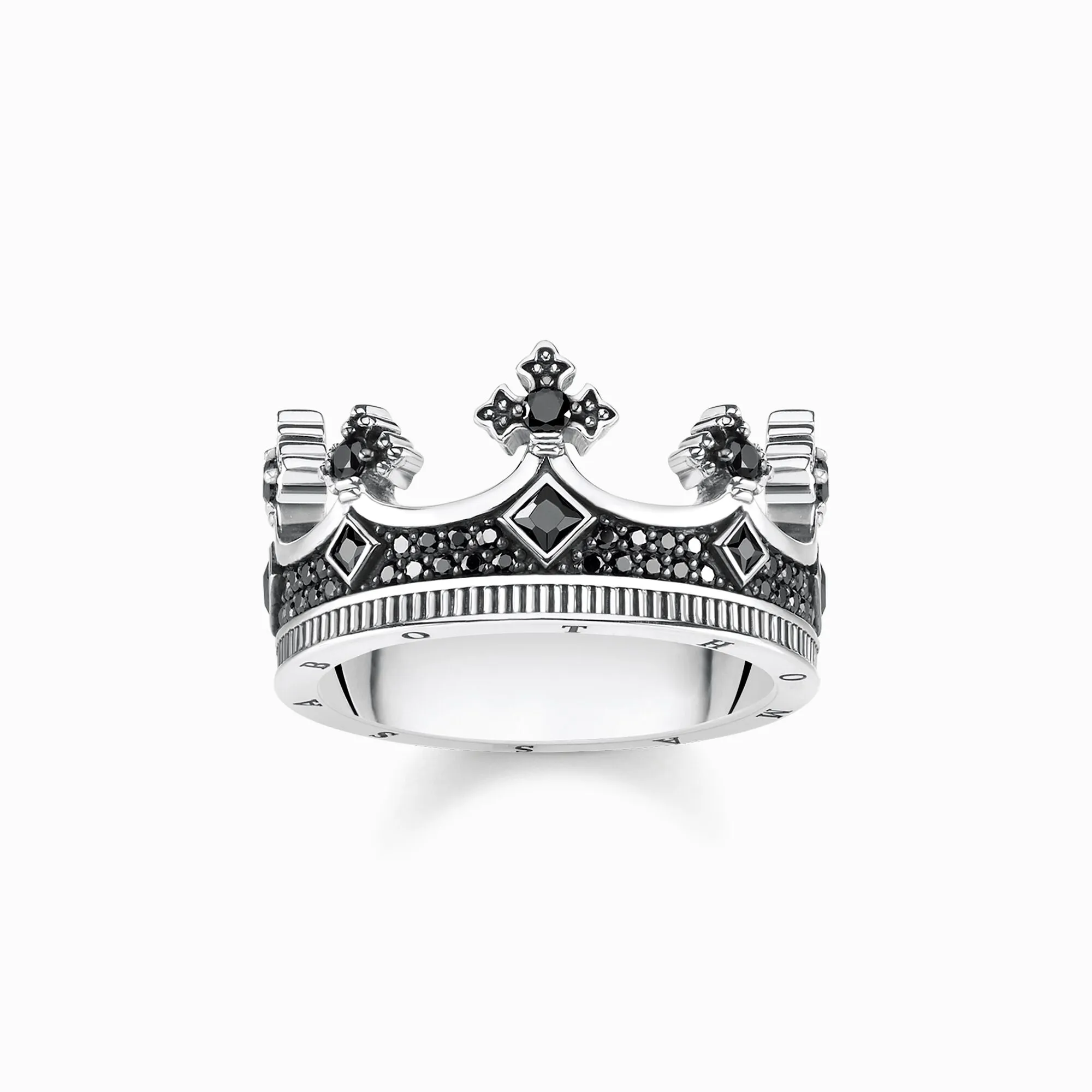 Thomas Sabo Jewellery Thomas Sabo Rebel At Heart Sterling Silver Black CZ Crown Ring