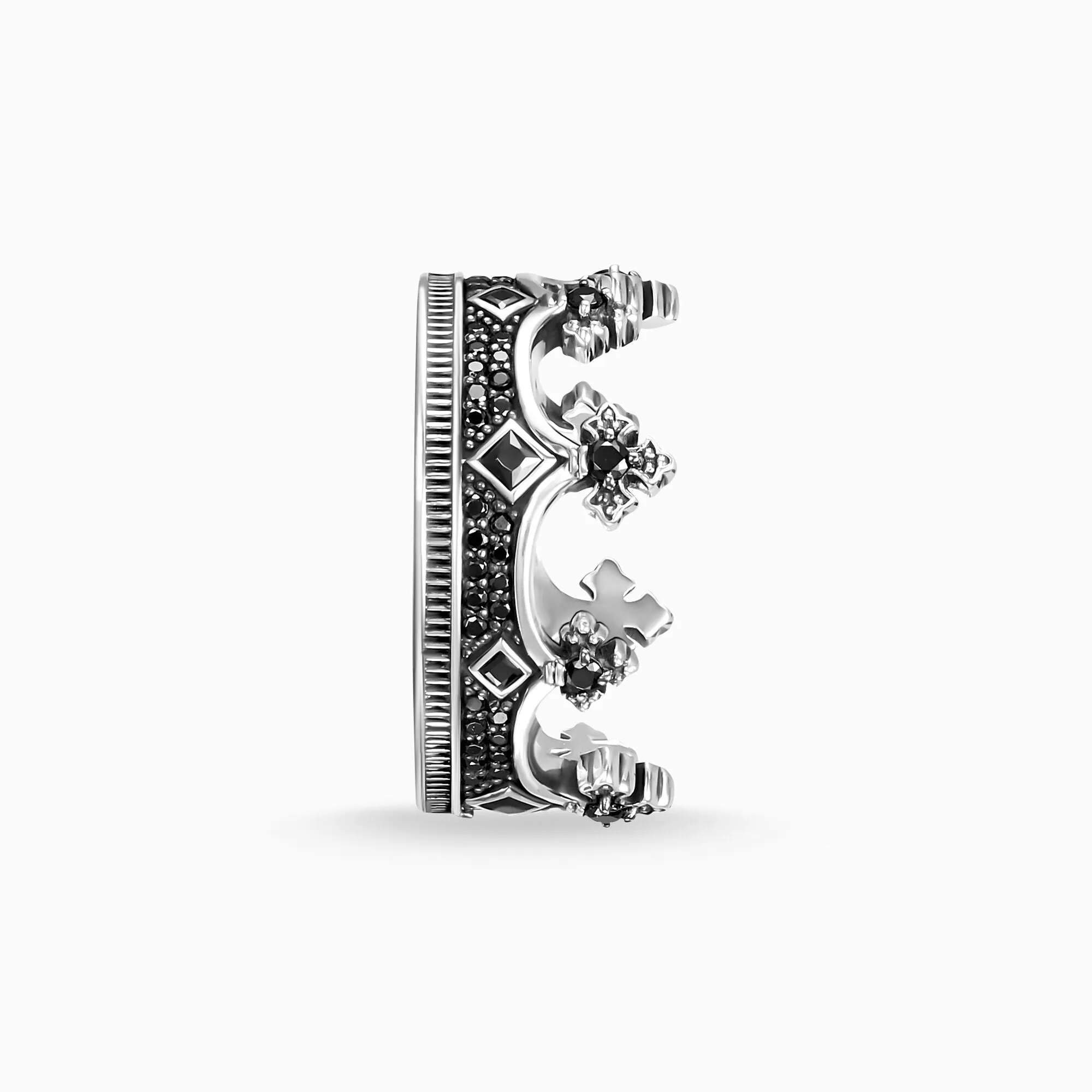 Thomas Sabo Jewellery Thomas Sabo Rebel At Heart Sterling Silver Black CZ Crown Ring