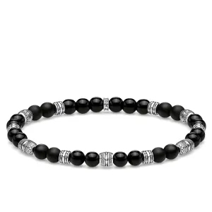 Thomas Sabo Jewellery Thomas Sabo Rebel at Heart Sterling Silver Black Obsidian Lucky Charm Bracelet