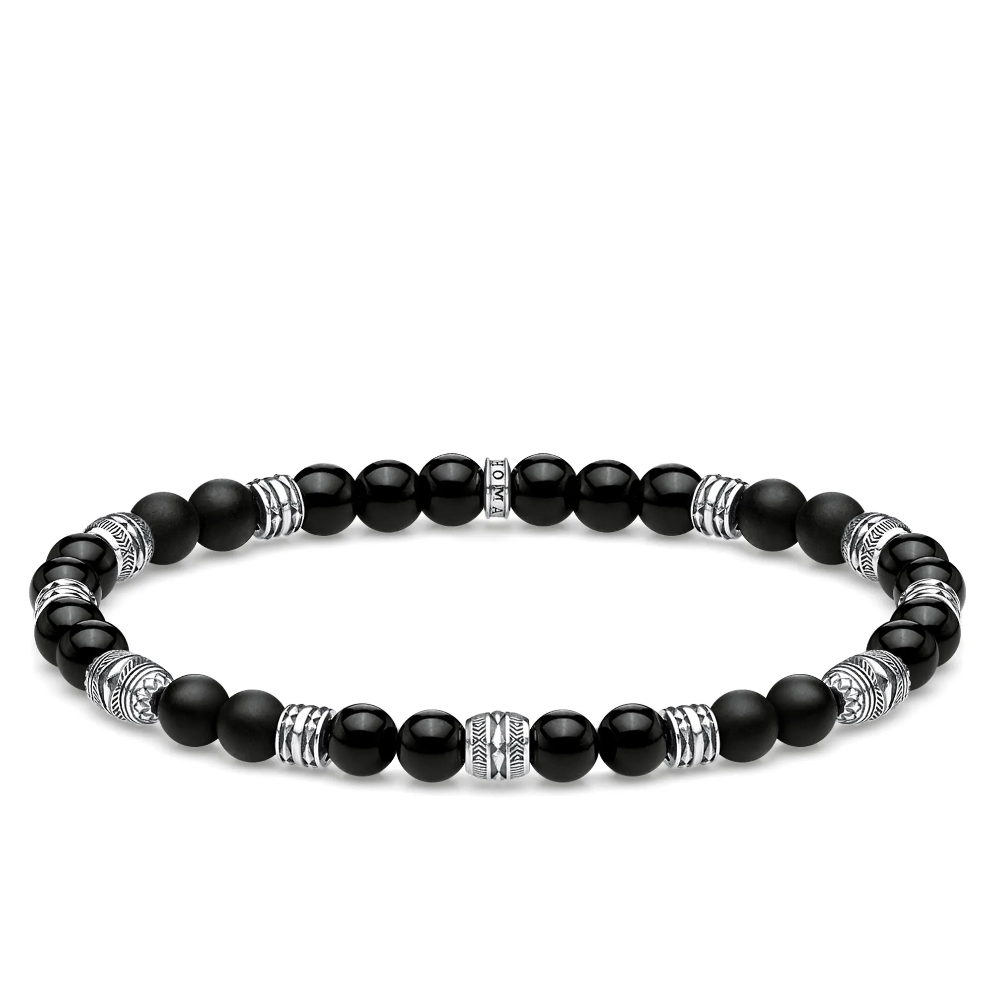 Thomas Sabo Jewellery Thomas Sabo Rebel at Heart Sterling Silver Black Obsidian Lucky Charm Bracelet