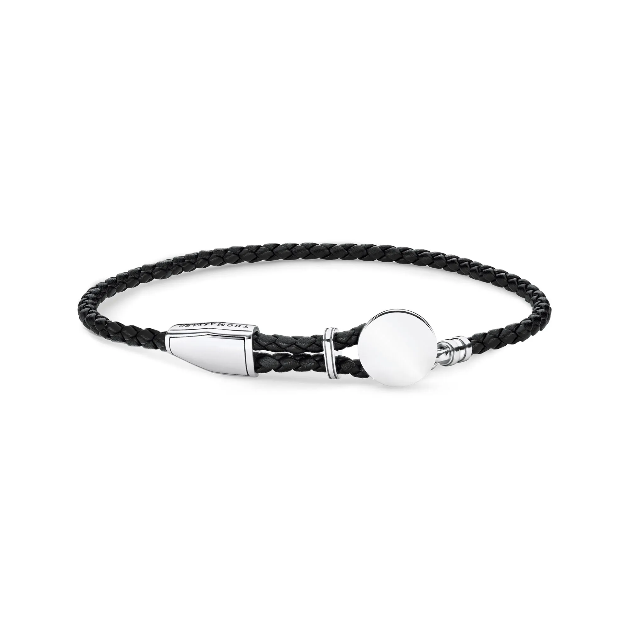 Thomas Sabo Jewellery Thomas Sabo Rebel At Heart Sterling Silver Disc Black Braided Bracelet