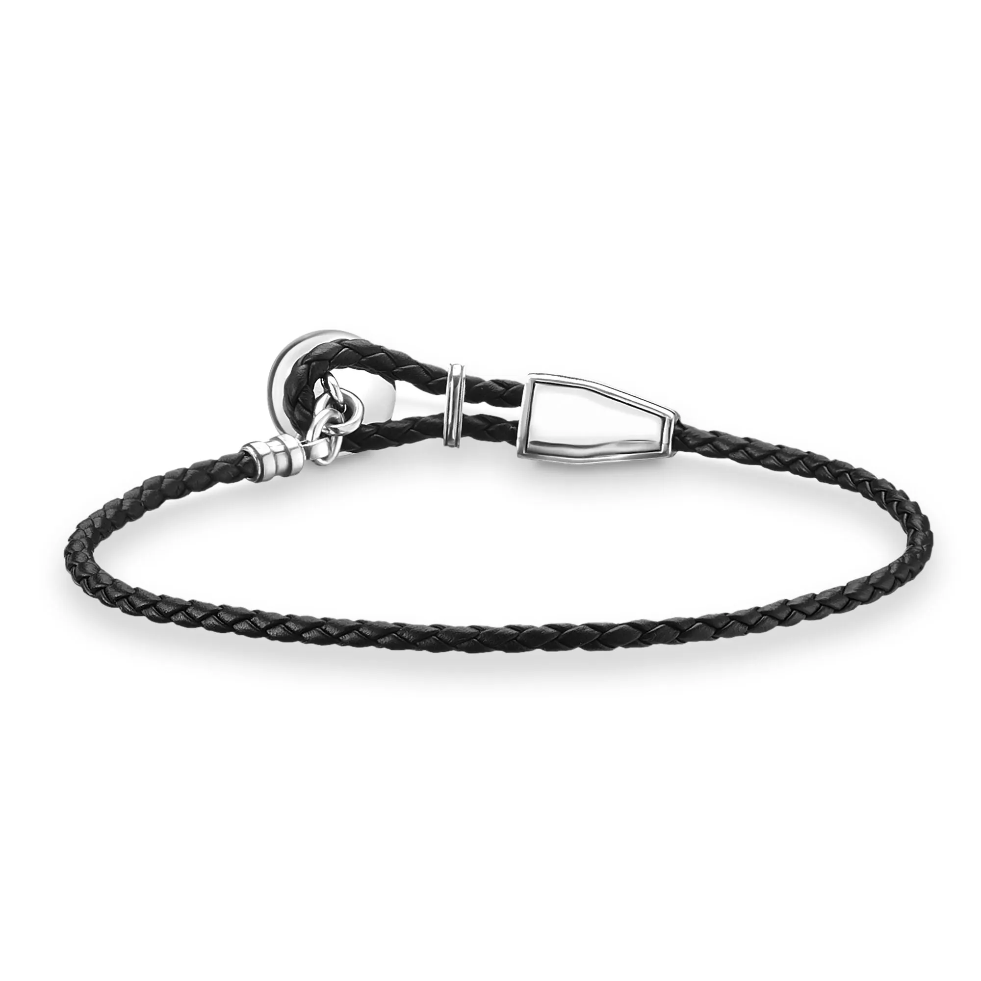 Thomas Sabo Jewellery Thomas Sabo Rebel At Heart Sterling Silver Disc Black Braided Bracelet