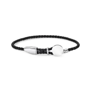 Thomas Sabo Jewellery Thomas Sabo Rebel At Heart Sterling Silver Disc Black Braided Bracelet