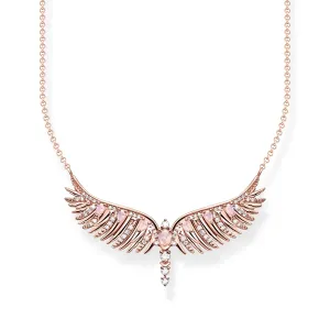 Thomas Sabo Jewellery Thomas Sabo Rose Gold Plated Sterling Silver Phoenix Wing Pink Stones Necklace