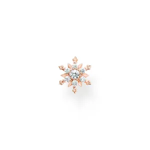 Thomas Sabo Jewellery Thomas Sabo Rose Gold Plated Sterling Silver Snowflake White Stones Single Stud Earring