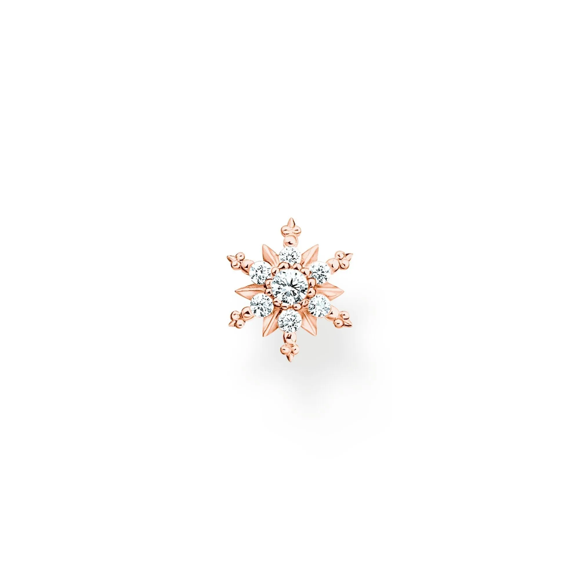 Thomas Sabo Jewellery Thomas Sabo Rose Gold Plated Sterling Silver Snowflake White Stones Single Stud Earring
