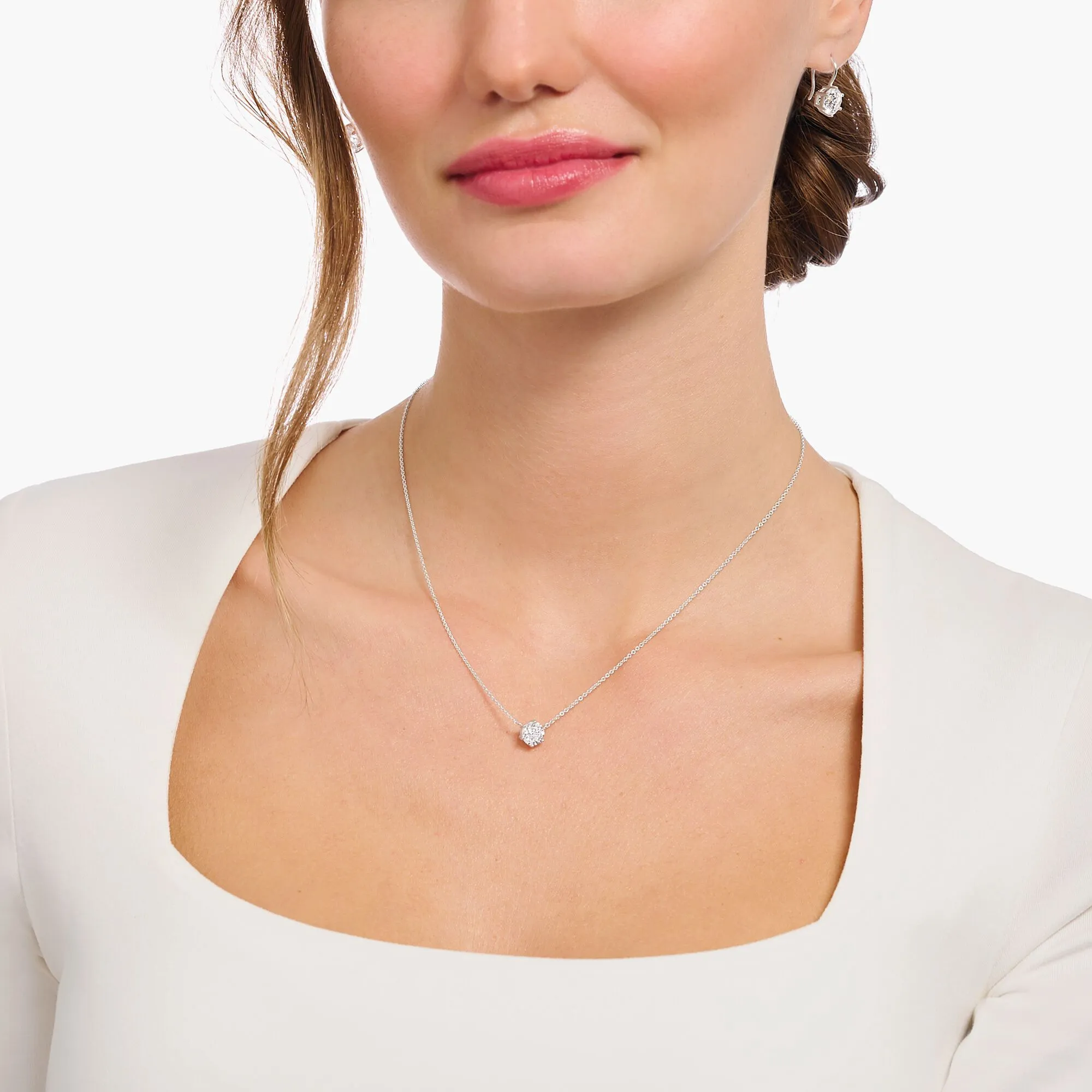 Thomas Sabo Jewellery Thomas Sabo Sterling Silver Circle White Zirconia Necklace
