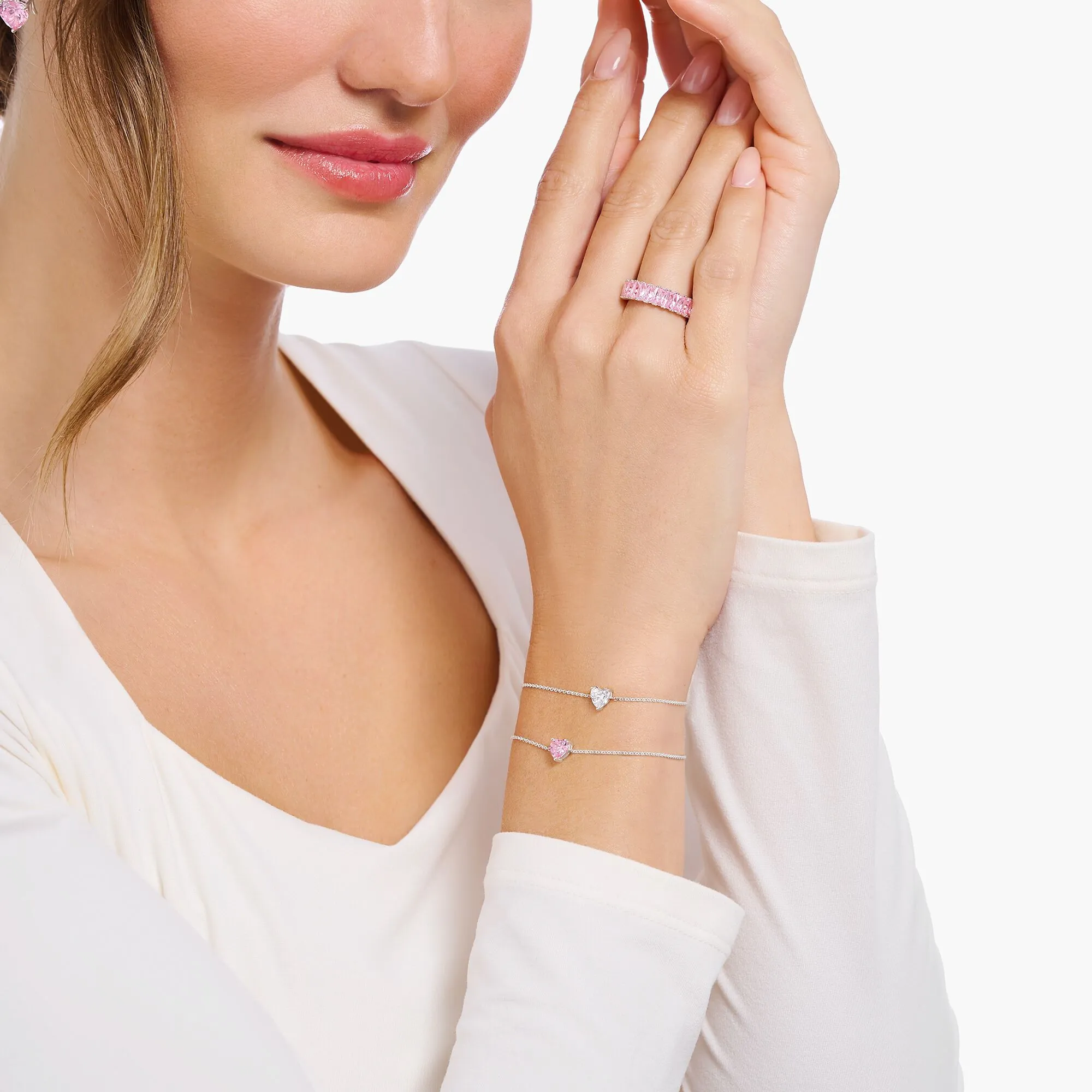 Thomas Sabo Jewellery Thomas Sabo Sterling Silver Heart White Zirconia Bracelet