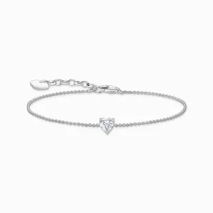 Thomas Sabo Jewellery Thomas Sabo Sterling Silver Heart White Zirconia Bracelet