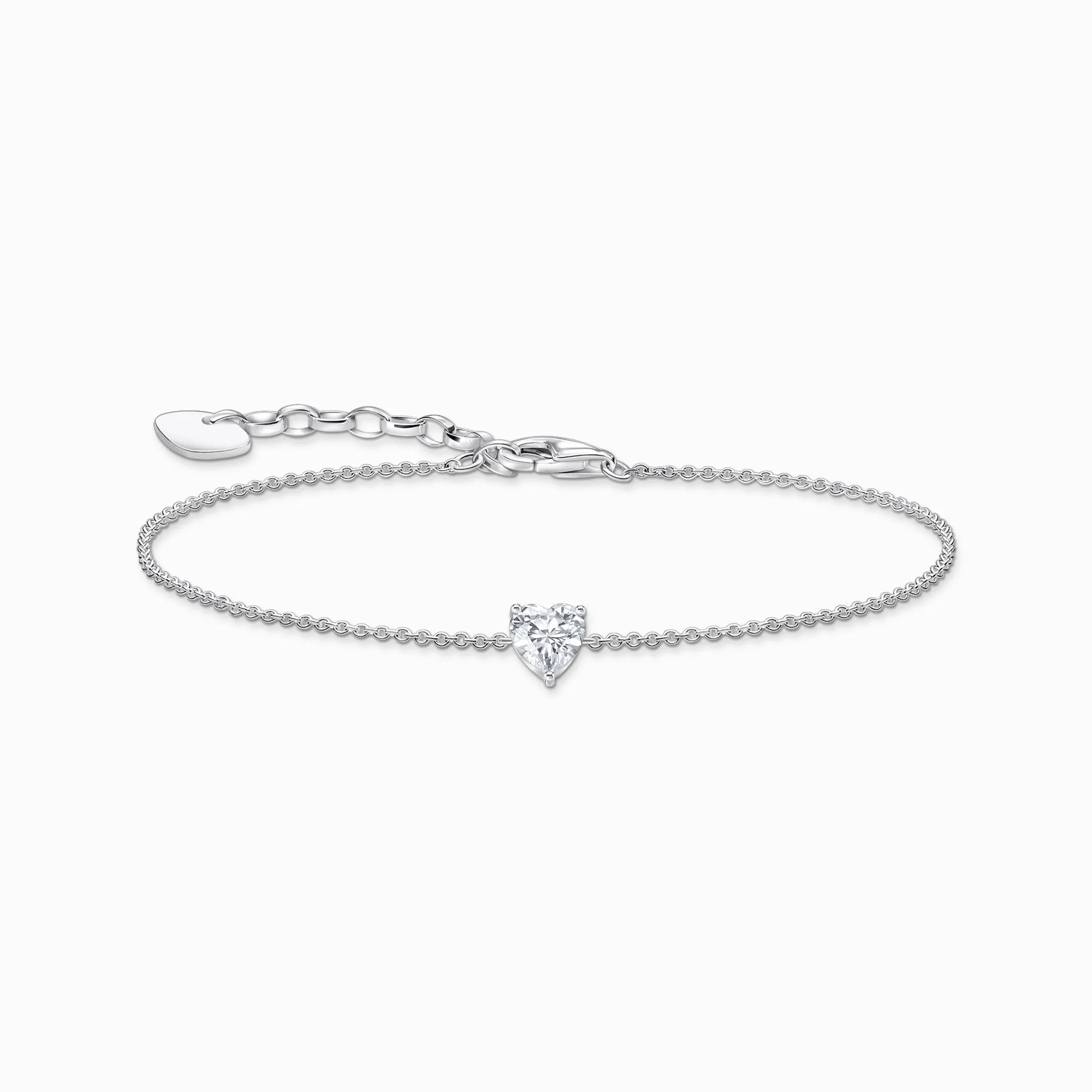 Thomas Sabo Jewellery Thomas Sabo Sterling Silver Heart White Zirconia Bracelet