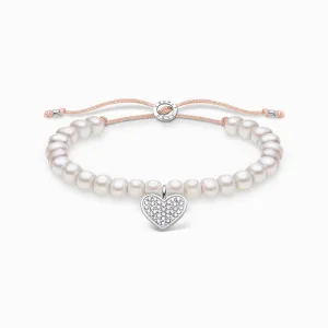 Thomas Sabo Jewellery Thomas Sabo Sterling Silver Pearl Pave Heart Bracelet