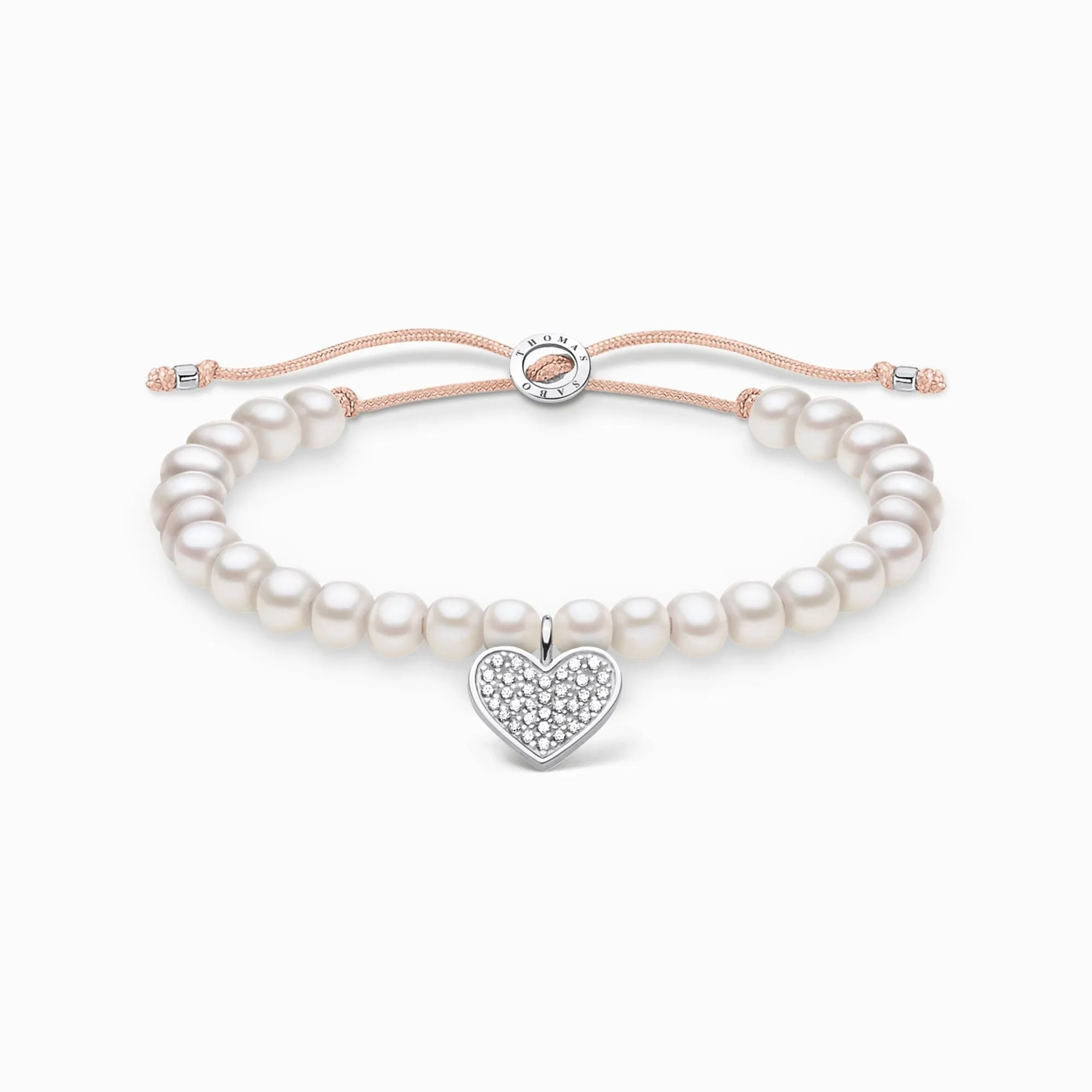 Thomas Sabo Jewellery Thomas Sabo Sterling Silver Pearl Pave Heart Bracelet