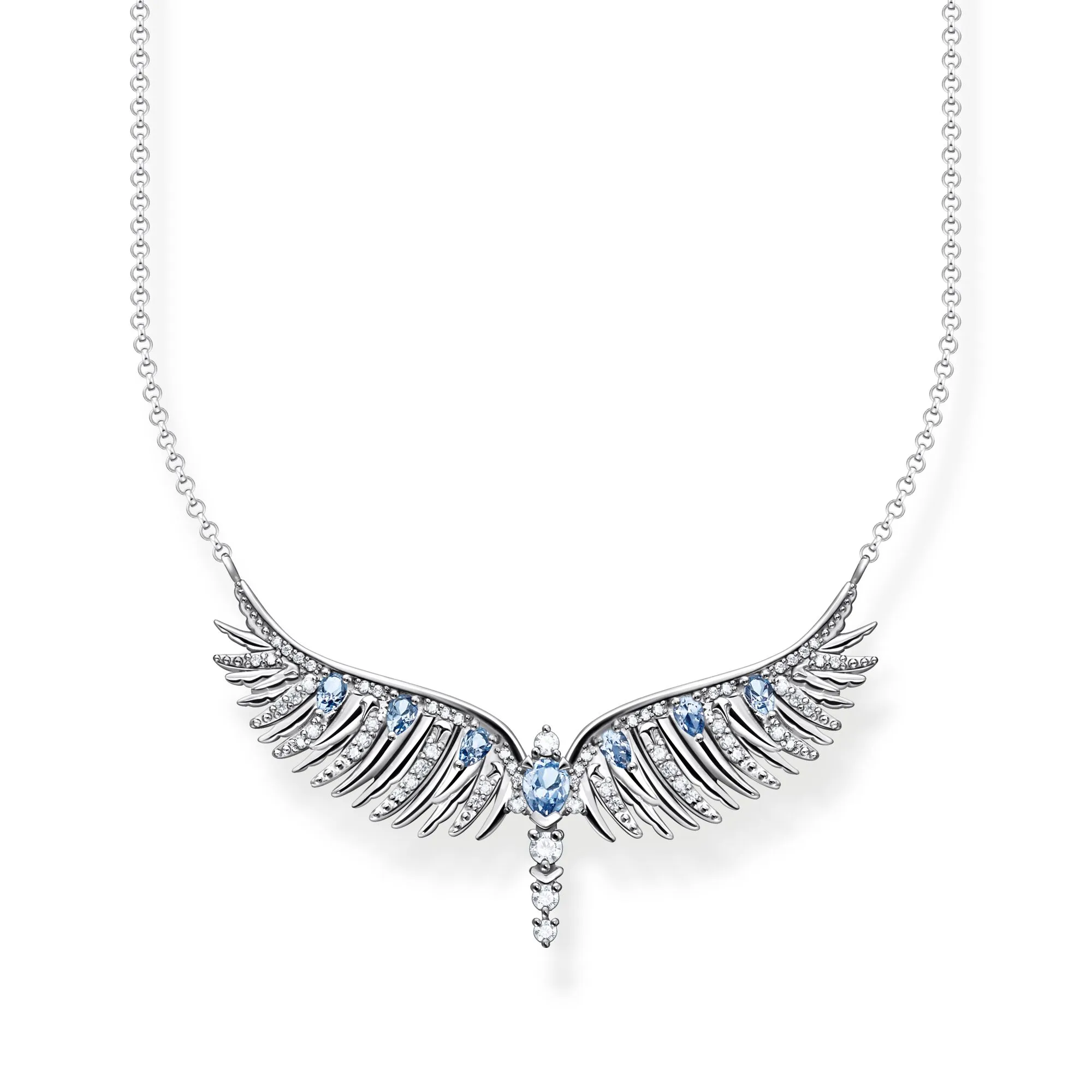 Thomas Sabo Jewellery Thomas Sabo Sterling Silver Phoenix Wing Blue Stones Necklace