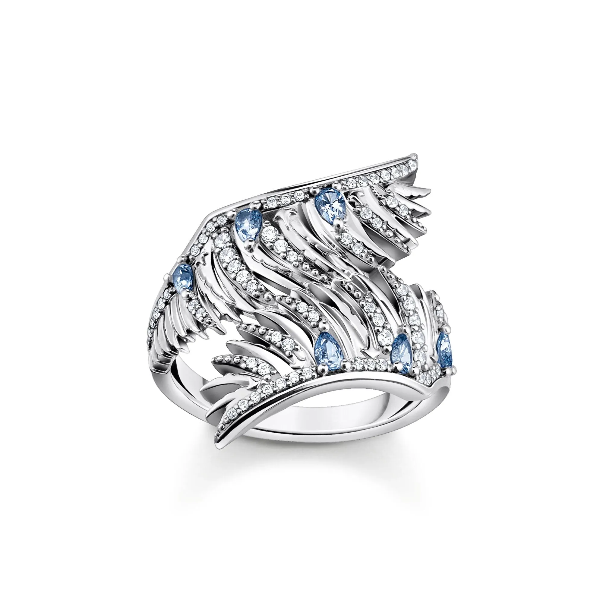 Thomas Sabo Jewellery Thomas Sabo Sterling Silver Phoenix Wing Blue Stones Ring