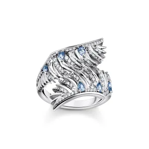 Thomas Sabo Jewellery Thomas Sabo Sterling Silver Phoenix Wing Blue Stones Ring