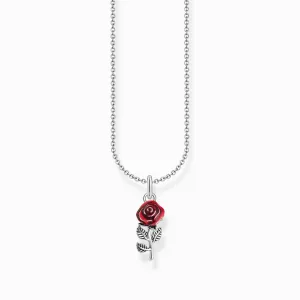 Thomas Sabo Jewellery Thomas Sabo Sterling Silver Red Rose Enamel Necklace