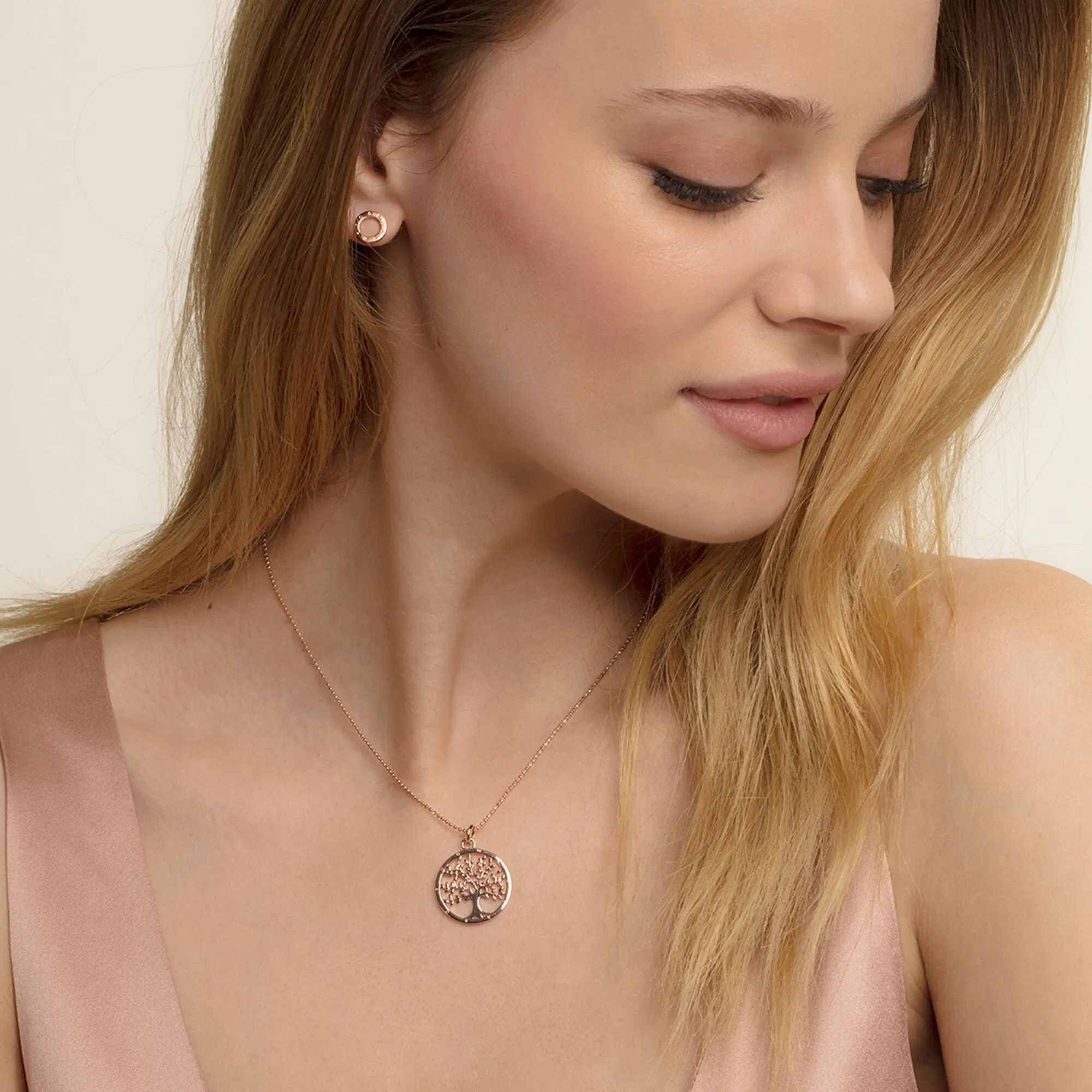 Thomas Sabo Jewellery Thomas Sabo Sterling Silver Rose Gold Plated Tree Of Love Necklace