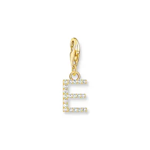 Thomas Sabo Silver Jewellery Thomas Sabo Gold Plated Sterling Silver Charmista CZ Letter "E" Charm