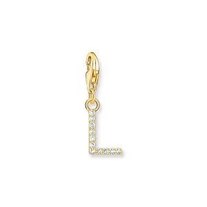 Thomas Sabo Silver Jewellery Thomas Sabo Gold Plated Sterling Silver Charmista CZ Letter "L" Charm