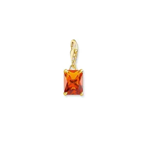 Thomas Sabo Silver Jewellery Thomas Sabo Gold Plated Sterling Silver Cognac Glass Ceramic Jewel Small Pendant