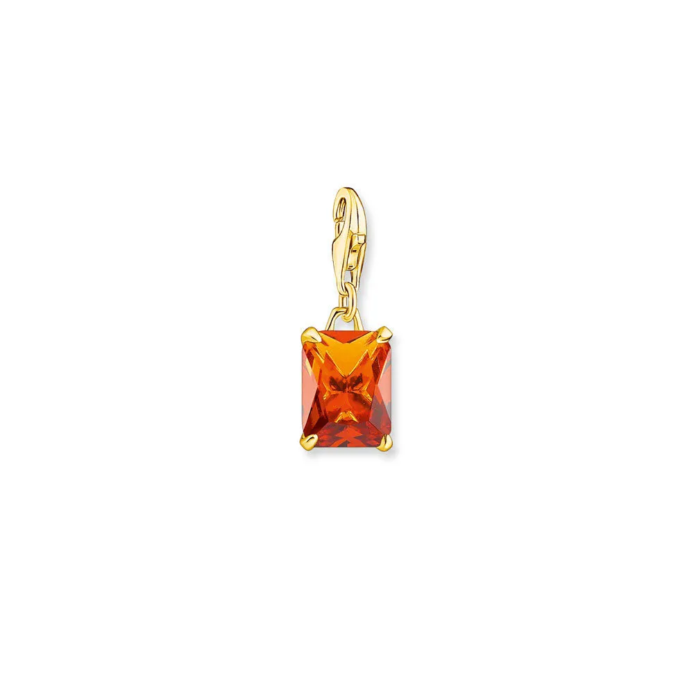 Thomas Sabo Silver Jewellery Thomas Sabo Gold Plated Sterling Silver Cognac Glass Ceramic Jewel Small Pendant