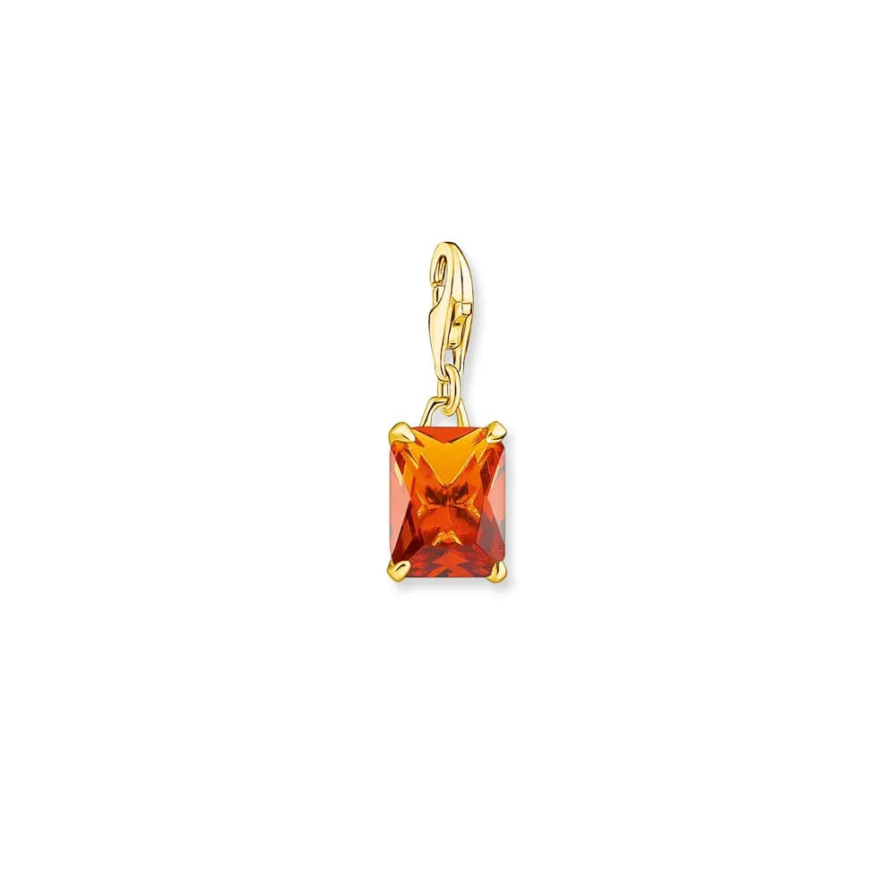Thomas Sabo Silver Jewellery Thomas Sabo Gold Plated Sterling Silver Cognac Glass Ceramic Jewel Small Pendant