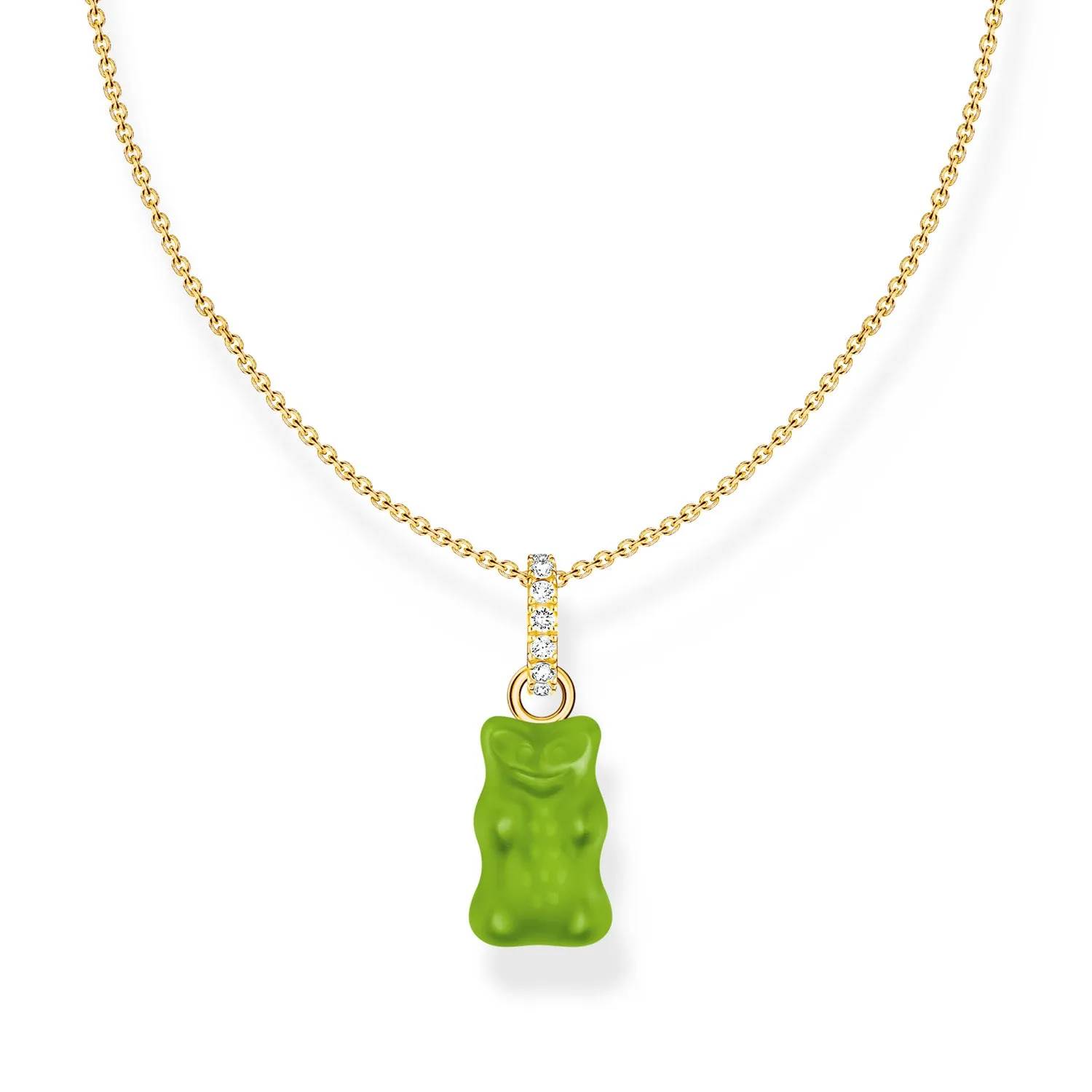 Thomas Sabo Silver Jewellery Thomas Sabo Gold Plated Sterling Silver Haribo Apple Green Bear Pendant On 40-45cm Chain