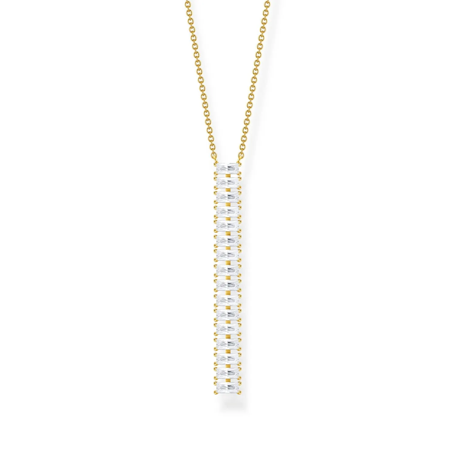 Thomas Sabo Silver Jewellery Thomas Sabo Heritage Gold Plated Sterling Silver CZ Bar on 40-45cm Chain