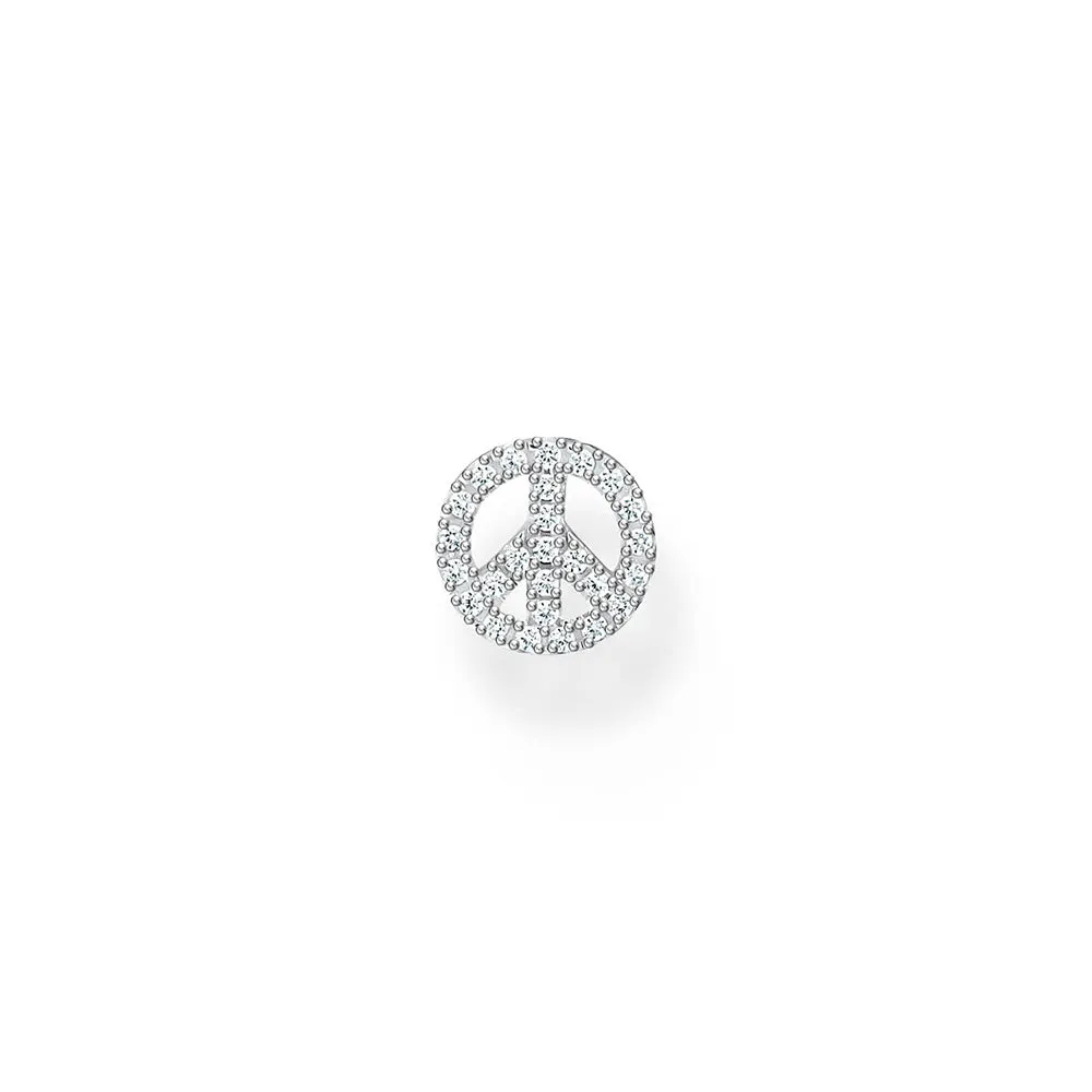 Thomas Sabo Silver Jewellery Thomas Sabo Sterling Silver Charm Club Peace CZ Stud Earring *1 Piece Only*