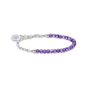Thomas Sabo Silver Jewellery Thomas Sabo Sterling Silver Charmista Amethyst Bead 17cm Charm Bracelet