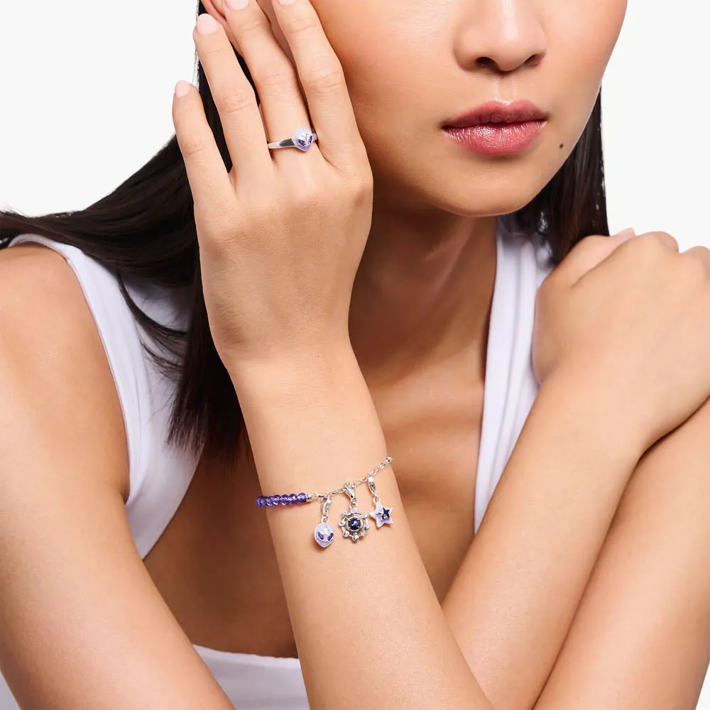 Thomas Sabo Silver Jewellery Thomas Sabo Sterling Silver Charmista Amethyst Bead 17cm Charm Bracelet
