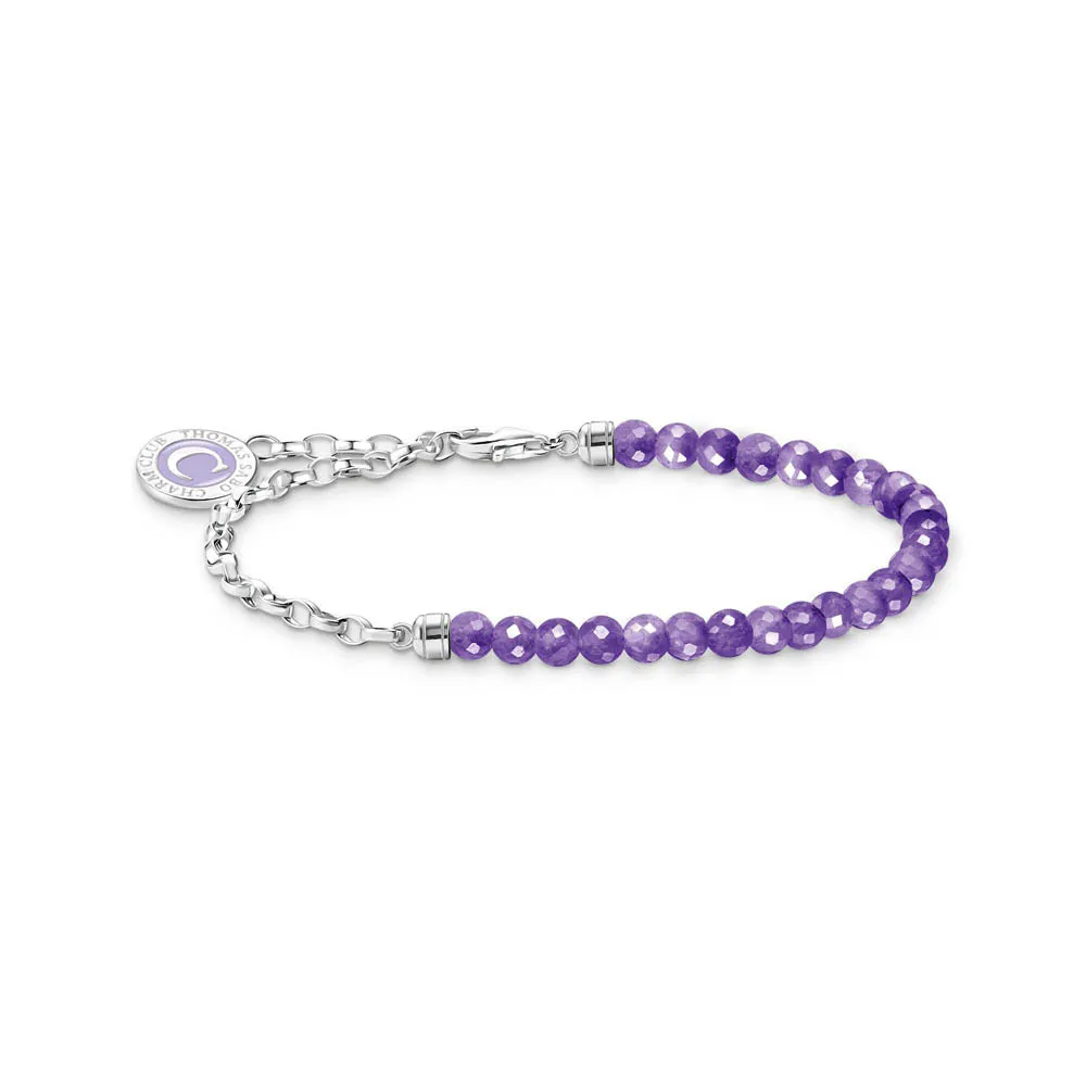 Thomas Sabo Silver Jewellery Thomas Sabo Sterling Silver Charmista Amethyst Bead 17cm Charm Bracelet