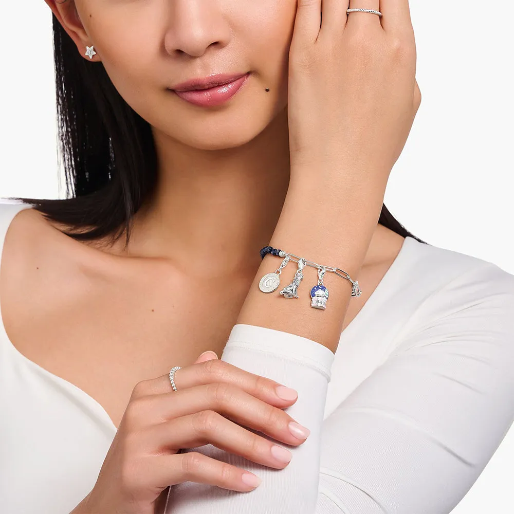 Thomas Sabo Silver Jewellery Thomas Sabo Sterling Silver Charmista Blue Bead 17cm Charm Bracelet